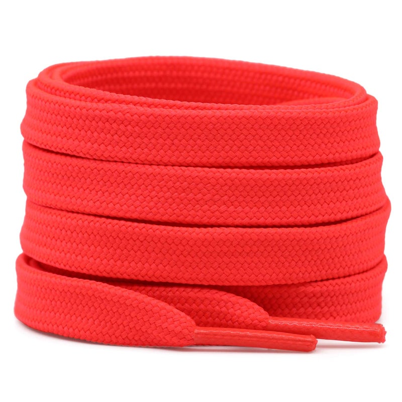 DELELE Solid Flat Shoelaces Hollow Thick Athletic Shoe Laces Strings Orange Red 2 Pair 47.24""